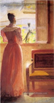  Lady Tableaux - Dame par une fenêtre naturaliste Thomas Pollock Anshutz